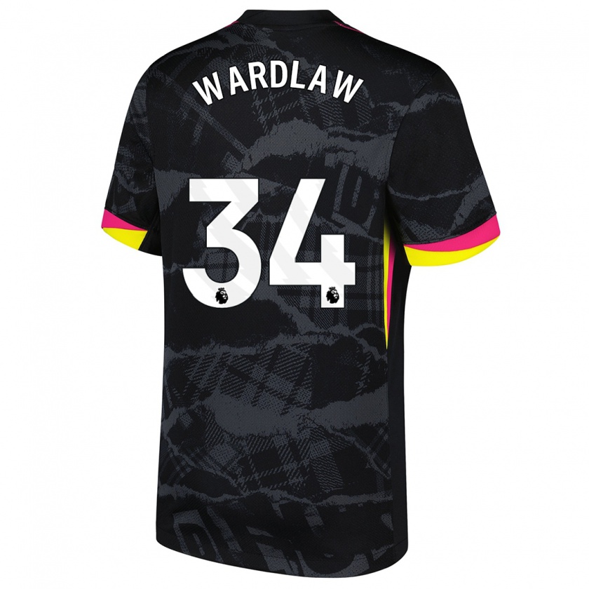 Kandiny Hombre Camiseta Charlotte Wardlaw #34 Negro Rosa Equipación Tercera 2024/25 La Camisa Chile