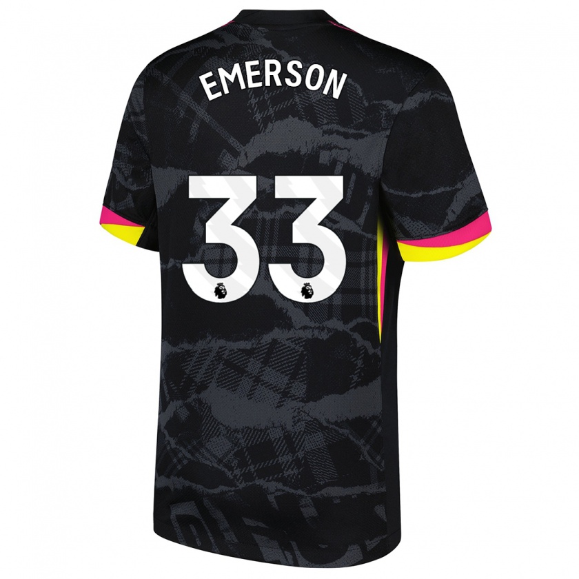 Kandiny Hombre Camiseta Emerson #33 Negro Rosa Equipación Tercera 2024/25 La Camisa Chile