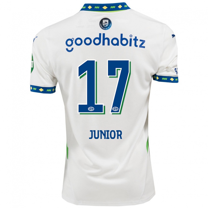 Kandiny Hombre Camiseta Mauro Júnior #17 Blanco Azul Oscuro Equipación Tercera 2024/25 La Camisa Chile