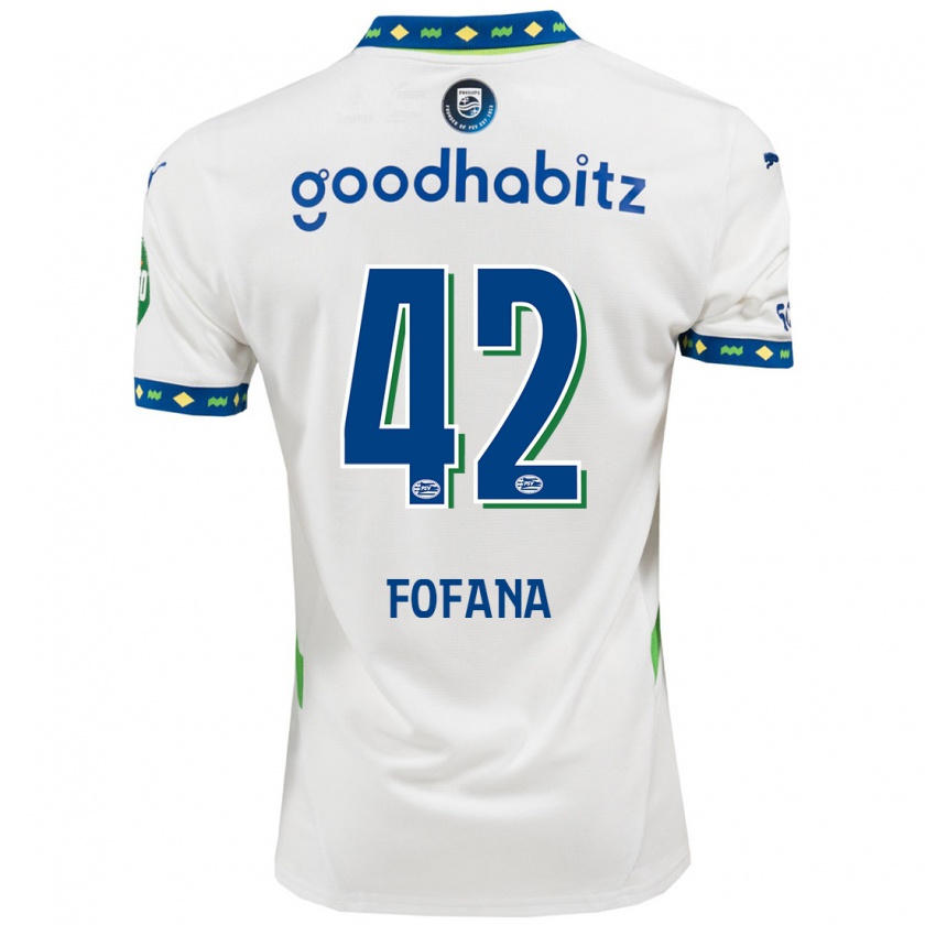 Kandiny Hombre Camiseta Fodé Fofana #42 Blanco Azul Oscuro Equipación Tercera 2024/25 La Camisa Chile