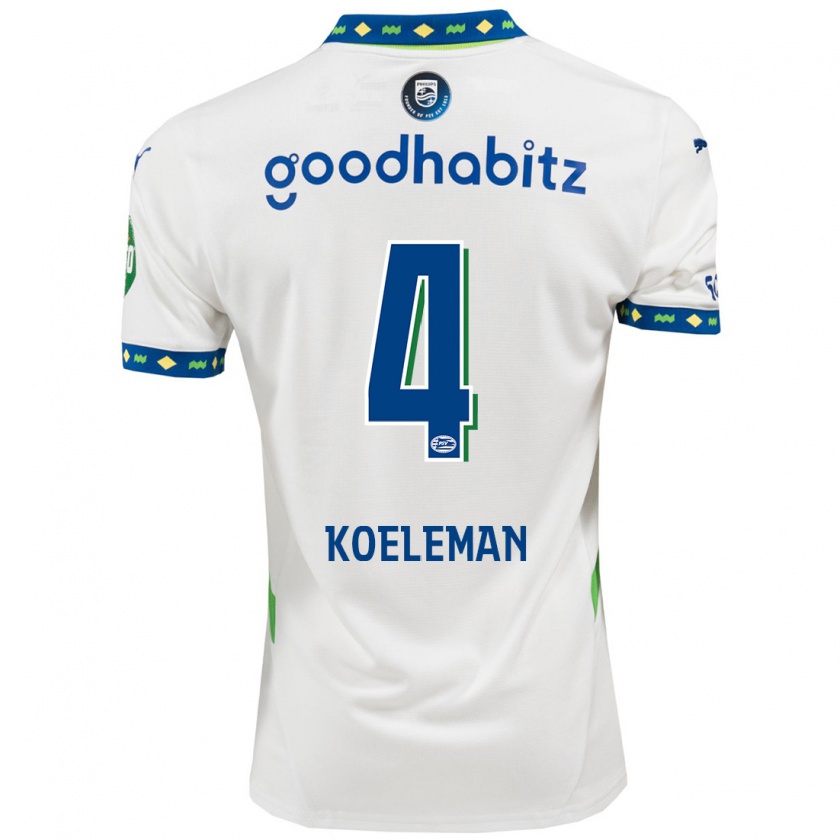 Kandiny Hombre Camiseta Senna Koeleman #4 Blanco Azul Oscuro Equipación Tercera 2024/25 La Camisa Chile