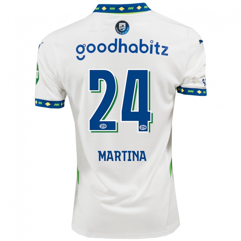 Kandiny Hombre Camiseta Shijona Martina #24 Blanco Azul Oscuro Equipación Tercera 2024/25 La Camisa Chile