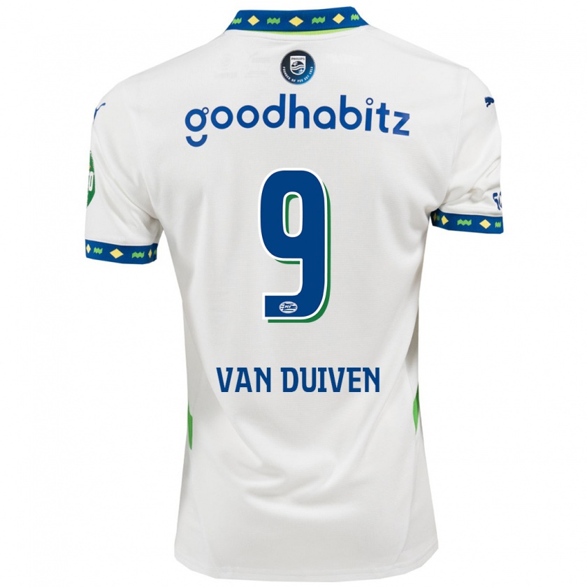 Kandiny Hombre Camiseta Jason Van Duiven #9 Blanco Azul Oscuro Equipación Tercera 2024/25 La Camisa Chile