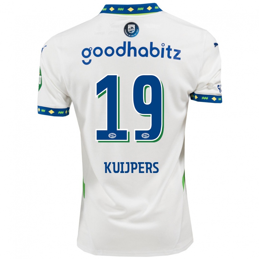 Kandiny Hombre Camiseta Jeslynn Kuijpers #19 Blanco Azul Oscuro Equipación Tercera 2024/25 La Camisa Chile