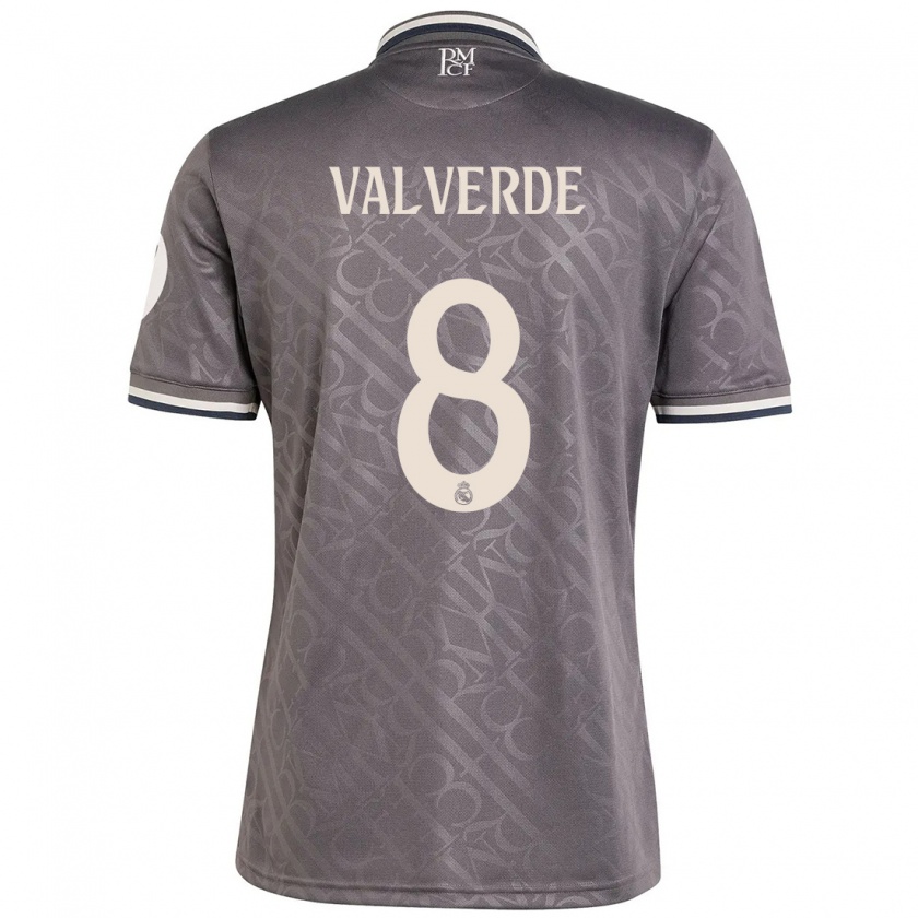 Kandiny Hombre Camiseta Federico Valverde #8 Carbón Equipación Tercera 2024/25 La Camisa Chile