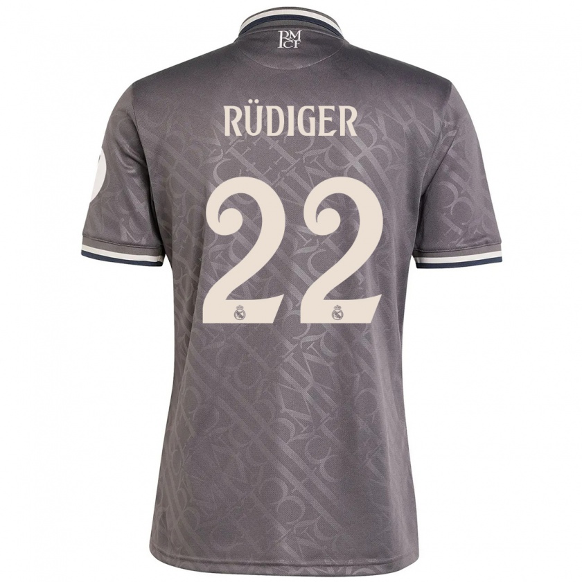 Kandiny Hombre Camiseta Antonio Rüdiger #22 Carbón Equipación Tercera 2024/25 La Camisa Chile