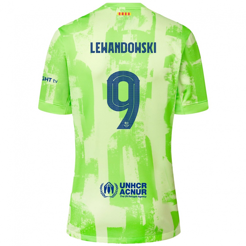 Kandiny Hombre Camiseta Robert Lewandowski #9 Lima Equipación Tercera 2024/25 La Camisa Chile