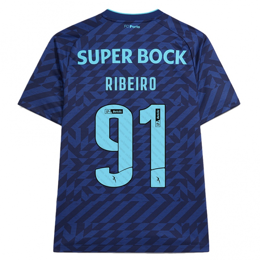 Kandiny Hombre Camiseta Gonçalo Ribeiro #91 Azul Marino Equipación Tercera 2024/25 La Camisa Chile