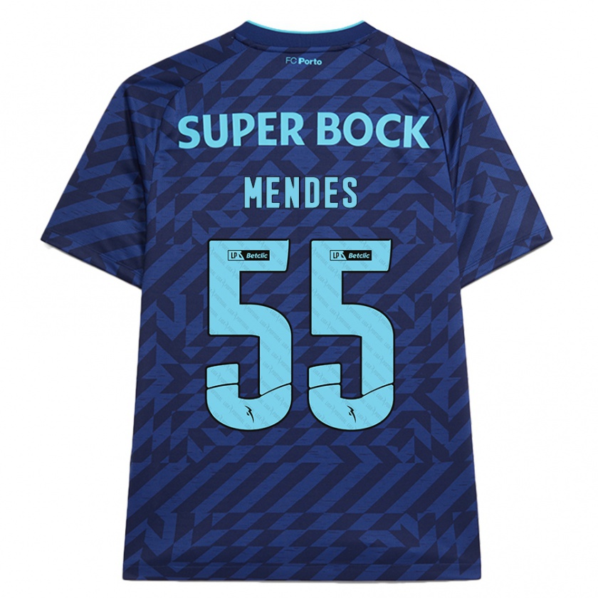 Kandiny Hombre Camiseta João Mendes #55 Azul Marino Equipación Tercera 2024/25 La Camisa Chile