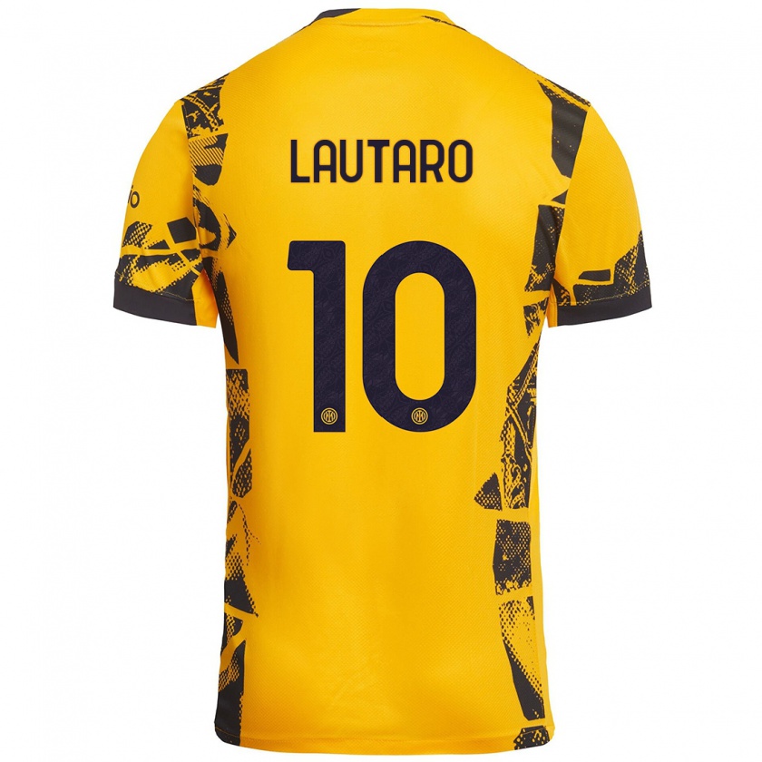 Kandiny Hombre Camiseta Lautaro Martínez #10 Dorado Negro Equipación Tercera 2024/25 La Camisa Chile