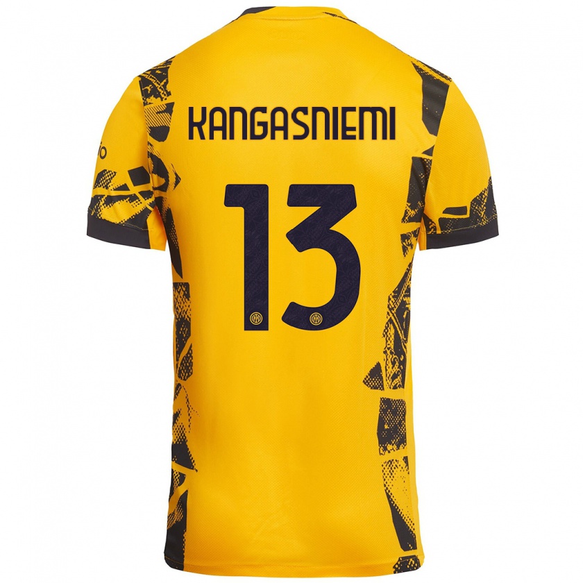 Kandiny Hombre Camiseta Ilari Kangasniemi #13 Dorado Negro Equipación Tercera 2024/25 La Camisa Chile