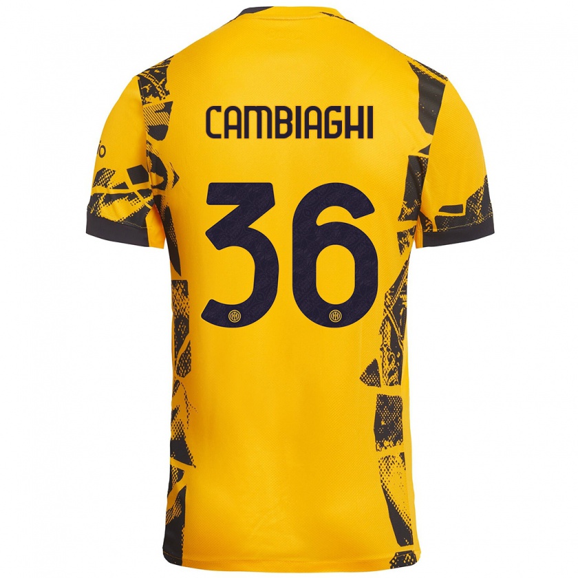 Kandiny Hombre Camiseta Michela Cambiaghi #36 Dorado Negro Equipación Tercera 2024/25 La Camisa Chile