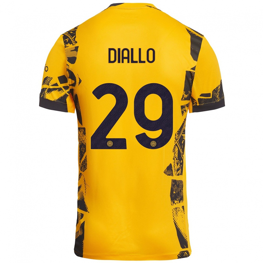 Kandiny Hombre Camiseta Oumar Diallo #29 Dorado Negro Equipación Tercera 2024/25 La Camisa Chile