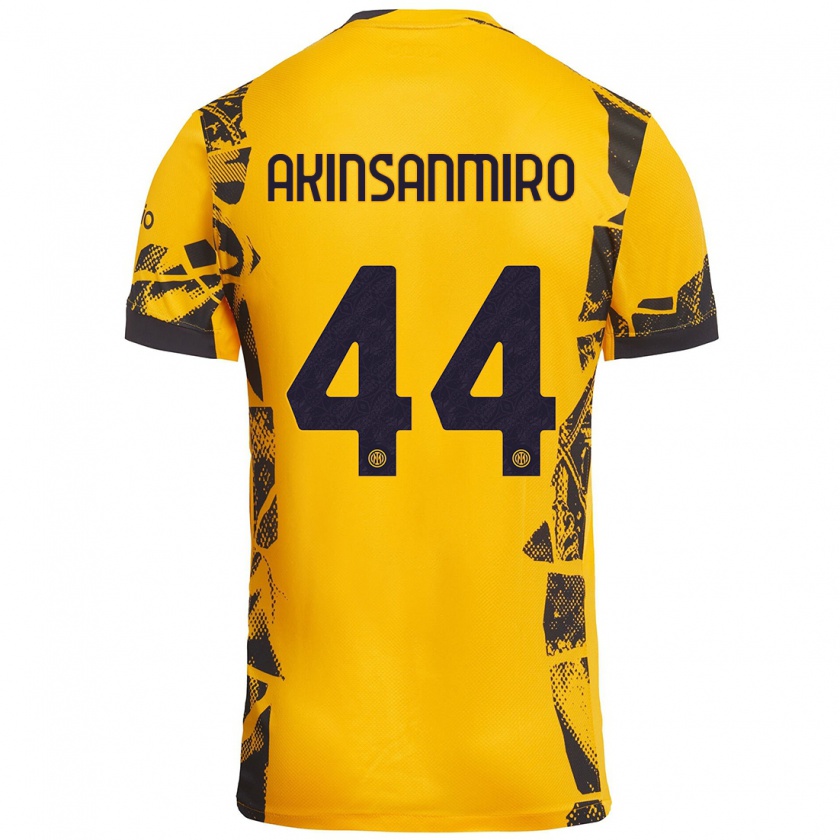 Kandiny Hombre Camiseta Ebenezer Akinsanmiro #44 Dorado Negro Equipación Tercera 2024/25 La Camisa Chile