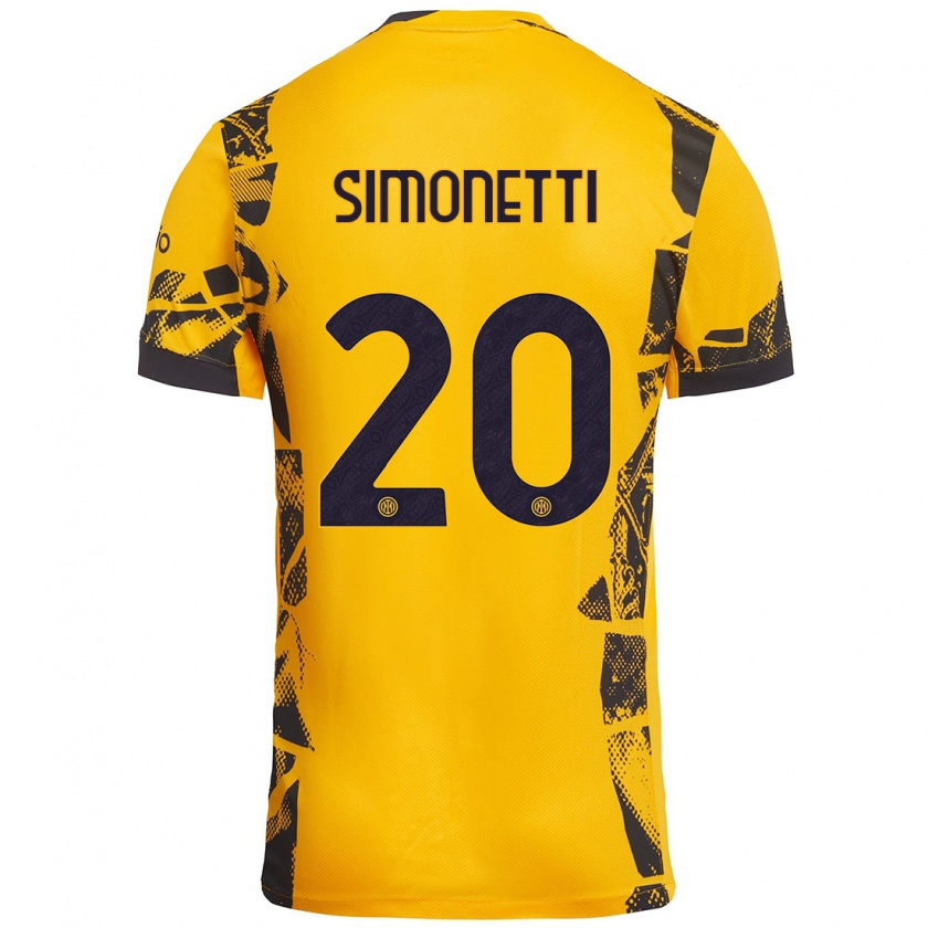 Kandiny Hombre Camiseta Flaminia Simonetti #20 Dorado Negro Equipación Tercera 2024/25 La Camisa Chile