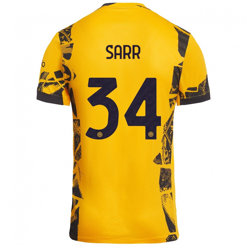 Kandiny Hombre Camiseta Amadou Sarr #34 Dorado Negro Equipación Tercera 2024/25 La Camisa Chile