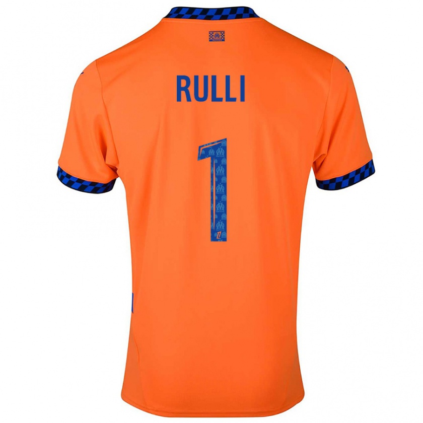 Kandiny Hombre Camiseta Gerónimo Rulli #1 Naranja Azul Oscuro Equipación Tercera 2024/25 La Camisa Chile