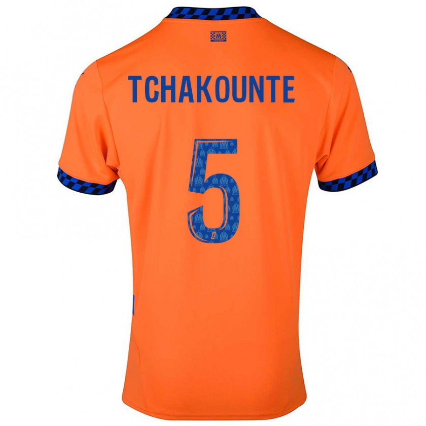 Kandiny Hombre Camiseta Annaëlle Tchakounté #5 Naranja Azul Oscuro Equipación Tercera 2024/25 La Camisa Chile