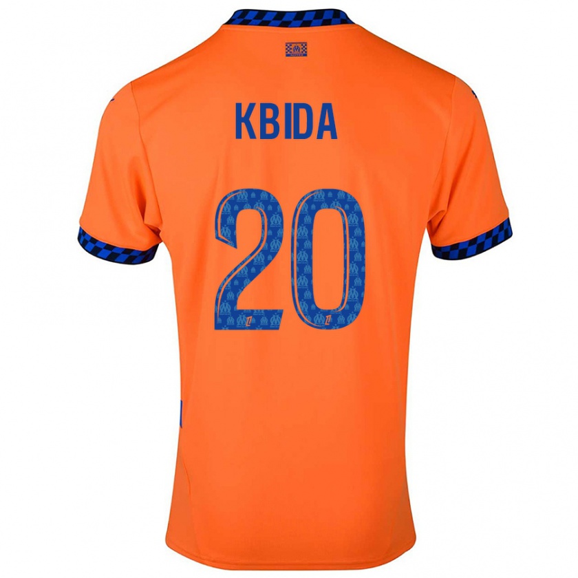 Kandiny Hombre Camiseta Inès Kbida #20 Naranja Azul Oscuro Equipación Tercera 2024/25 La Camisa Chile