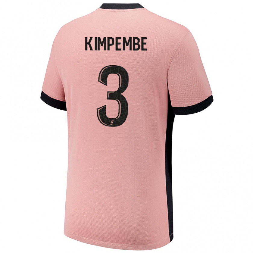 Kandiny Hombre Camiseta Presnel Kimpembe #3 Rosa Óxido Equipación Tercera 2024/25 La Camisa Chile