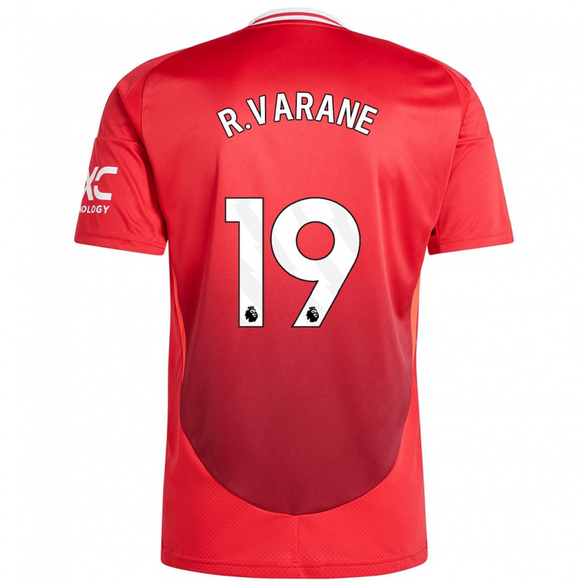 Kandiny Mujer Camiseta Raphaël Varane #19 Rojo Brillante 1ª Equipación 2024/25 La Camisa Chile