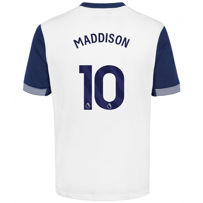 Kandiny Mujer Camiseta James Maddison #10 Blanco Azul 1ª Equipación 2024/25 La Camisa Chile