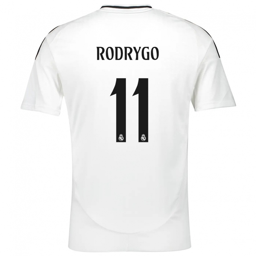 Kandiny Mujer Camiseta Rodrygo #11 Blanco 1ª Equipación 2024/25 La Camisa Chile