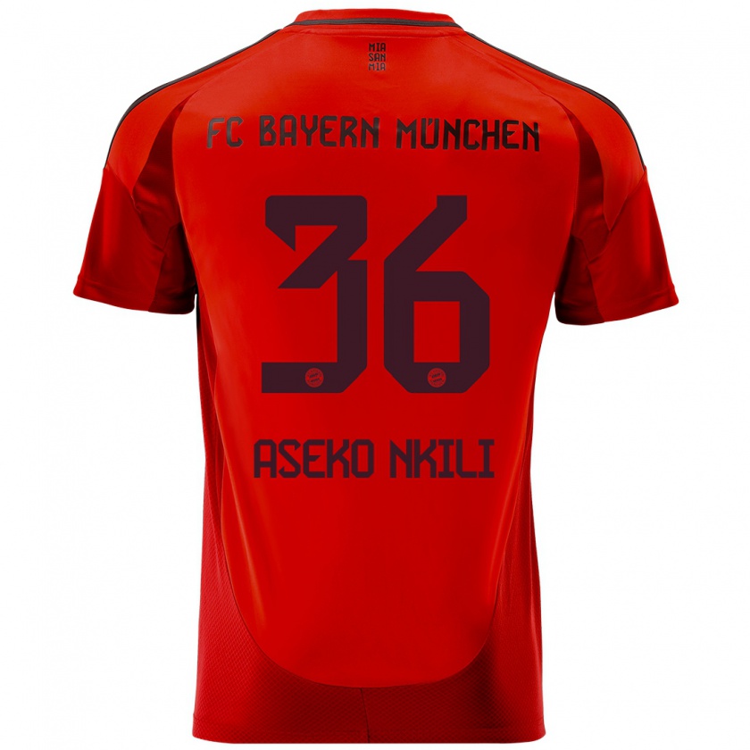 Kandiny Mujer Camiseta Noël Aséko Nkili #36 Rojo 1ª Equipación 2024/25 La Camisa Chile