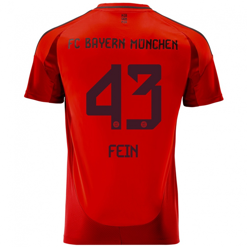 Kandiny Mujer Camiseta Adrian Fein #43 Rojo 1ª Equipación 2024/25 La Camisa Chile