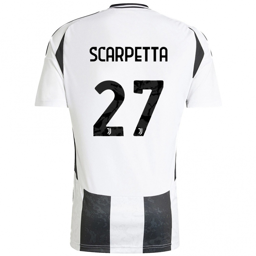 Kandiny Mujer Camiseta Jacopo Scarpetta #27 Blanco Negro 1ª Equipación 2024/25 La Camisa Chile