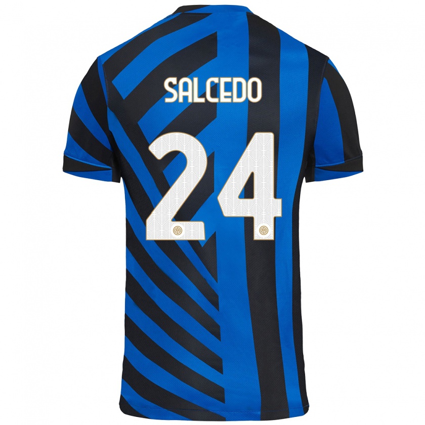 Kandiny Mujer Camiseta Eddie Salcedo #24 Azul Negro 1ª Equipación 2024/25 La Camisa Chile