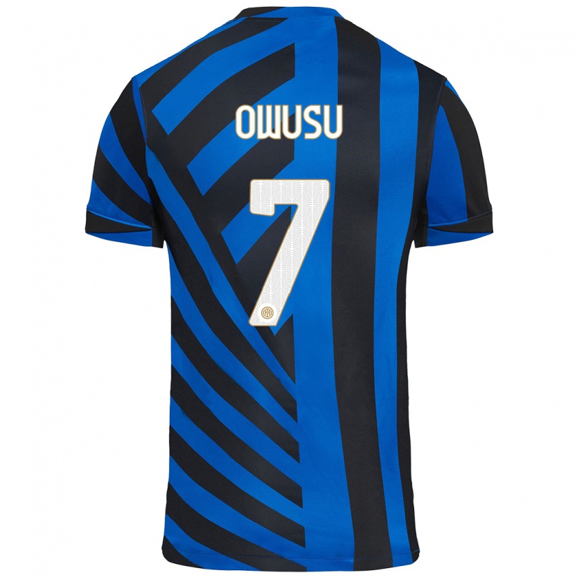 Kandiny Mujer Camiseta Enoch Owusu #7 Azul Negro 1ª Equipación 2024/25 La Camisa Chile