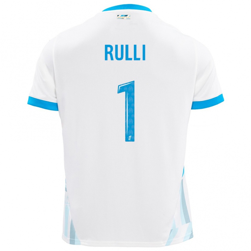 Kandiny Mujer Camiseta Gerónimo Rulli #1 Blanco Azul Cielo 1ª Equipación 2024/25 La Camisa Chile