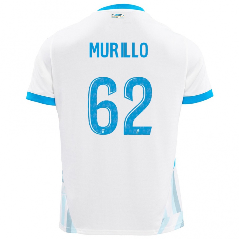 Kandiny Mujer Camiseta Amir Murillo #62 Blanco Azul Cielo 1ª Equipación 2024/25 La Camisa Chile