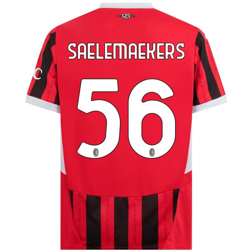 Kandiny Mujer Camiseta Alexis Saelemaekers #56 Rojo Negro 1ª Equipación 2024/25 La Camisa Chile