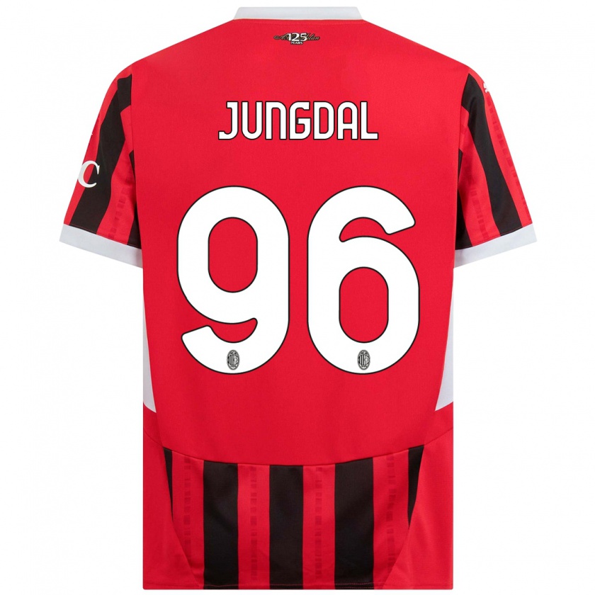 Kandiny Mujer Camiseta Andreas Jungdal #96 Rojo Negro 1ª Equipación 2024/25 La Camisa Chile