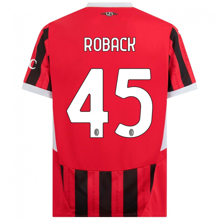 Kandiny Mujer Camiseta Emil Roback #45 Rojo Negro 1ª Equipación 2024/25 La Camisa Chile