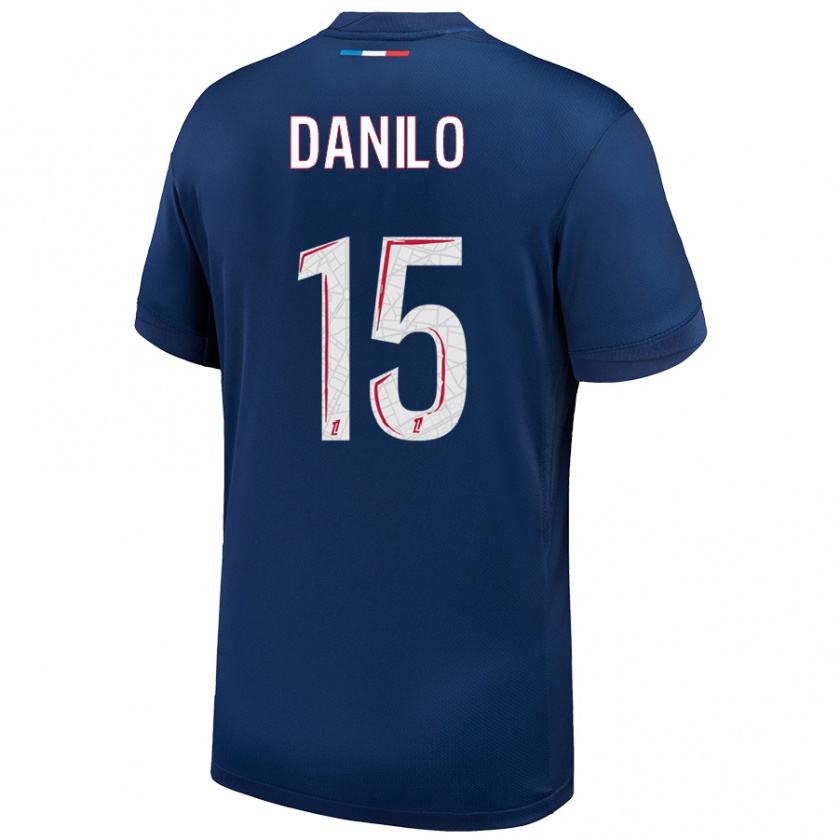 Kandiny Mujer Camiseta Danilo Pereira #15 Azul Marino Blanco 1ª Equipación 2024/25 La Camisa Chile