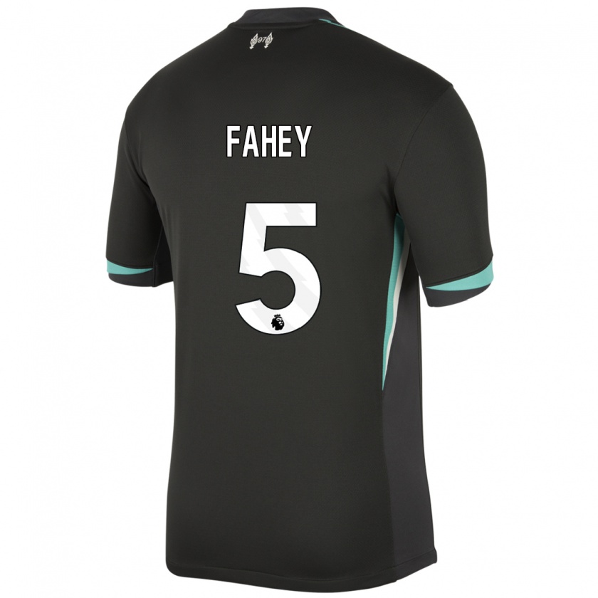 Kandiny Mujer Camiseta Niamh Fahey #5 Negro Antracita Blanco 2ª Equipación 2024/25 La Camisa Chile