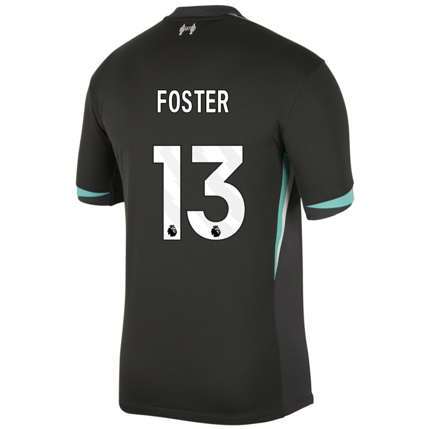 Kandiny Mujer Camiseta Rylee Foster #13 Negro Antracita Blanco 2ª Equipación 2024/25 La Camisa Chile