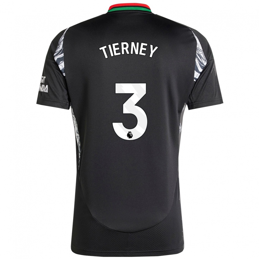 Kandiny Mujer Camiseta Kieran Tierney #3 Negro 2ª Equipación 2024/25 La Camisa Chile