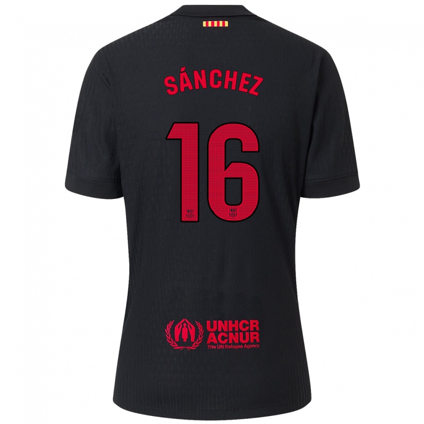 Kandiny Mujer Camiseta Edu Sánchez #16 Negro Rojo 2ª Equipación 2024/25 La Camisa Chile