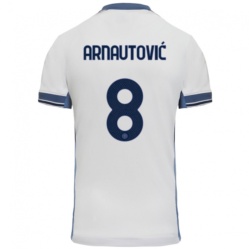 Kandiny Mujer Camiseta Marko Arnautovic #8 Blanco Gris 2ª Equipación 2024/25 La Camisa Chile