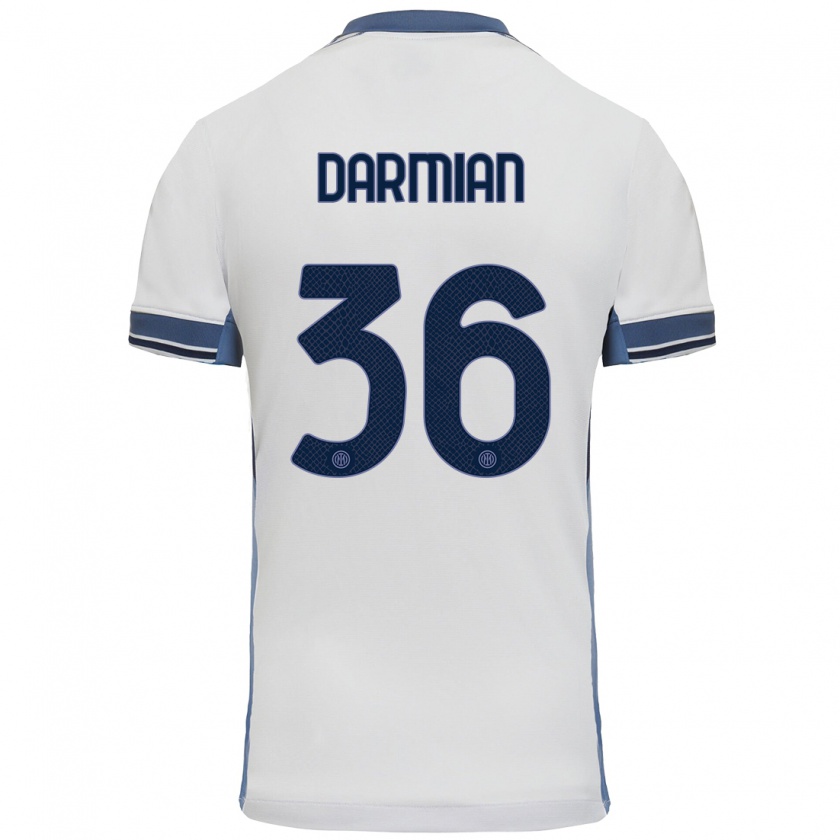 Kandiny Mujer Camiseta Matteo Darmian #36 Blanco Gris 2ª Equipación 2024/25 La Camisa Chile