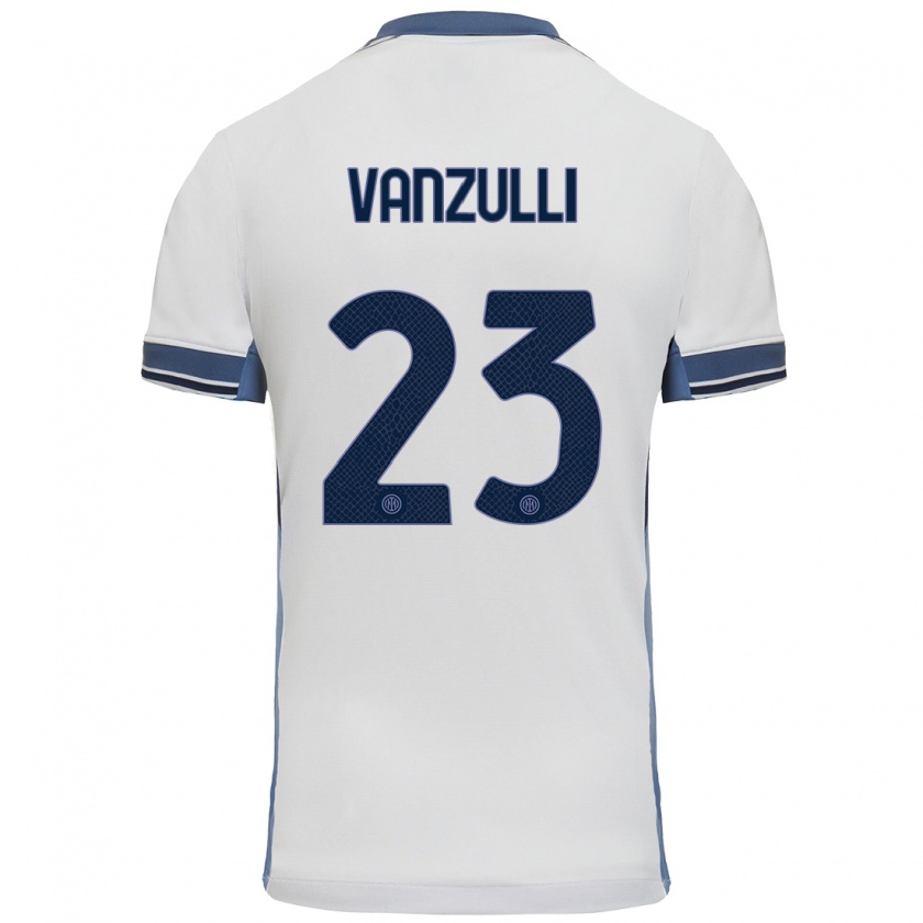 Kandiny Mujer Camiseta Marco Vanzulli #23 Blanco Gris 2ª Equipación 2024/25 La Camisa Chile