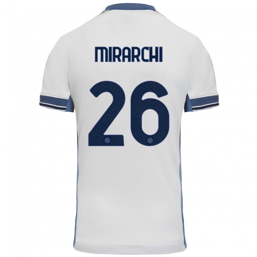 Kandiny Mujer Camiseta Mattia Mirarchi #26 Blanco Gris 2ª Equipación 2024/25 La Camisa Chile