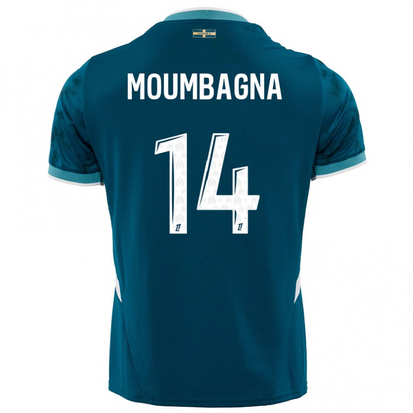 Kandiny Mujer Camiseta Faris Moumbagna #14 Azul Turquesa 2ª Equipación 2024/25 La Camisa Chile