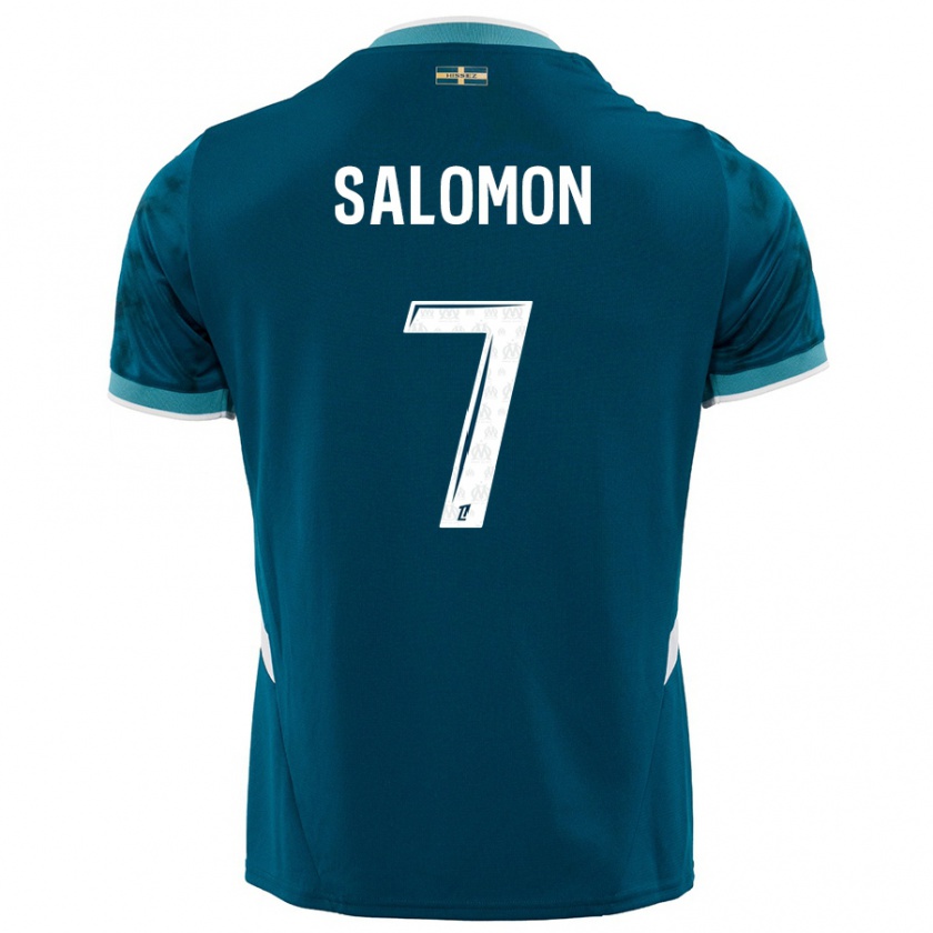 Kandiny Mujer Camiseta Maëva Salomon #7 Azul Turquesa 2ª Equipación 2024/25 La Camisa Chile