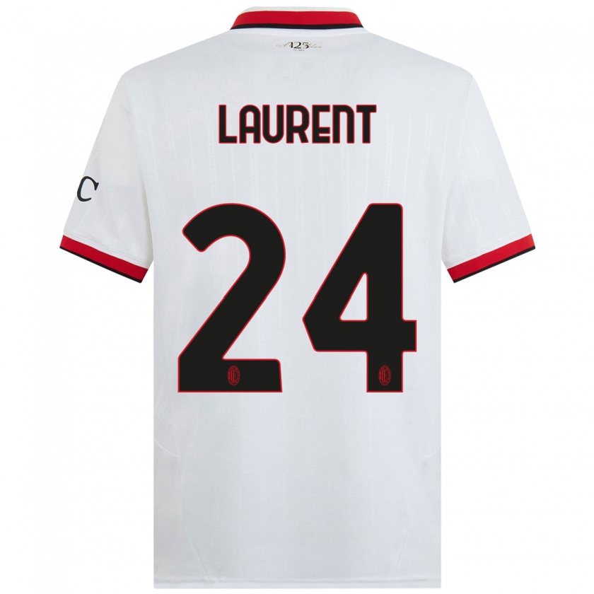 Kandiny Mujer Camiseta Emelyne Laurent #24 Blanco Negro Rojo 2ª Equipación 2024/25 La Camisa Chile