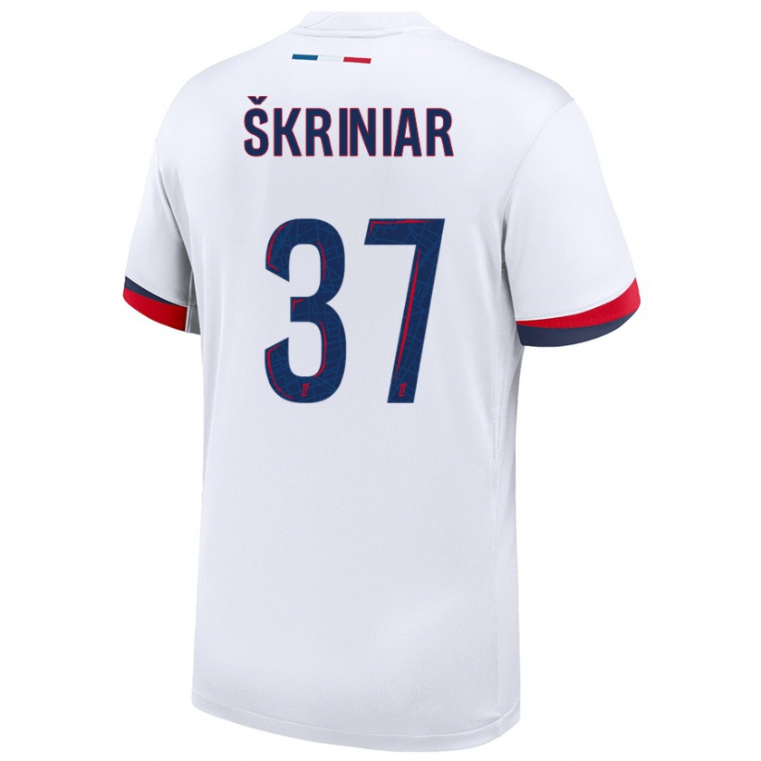 Kandiny Mujer Camiseta Milan Skriniar #37 Blanco Azul Rojo 2ª Equipación 2024/25 La Camisa Chile